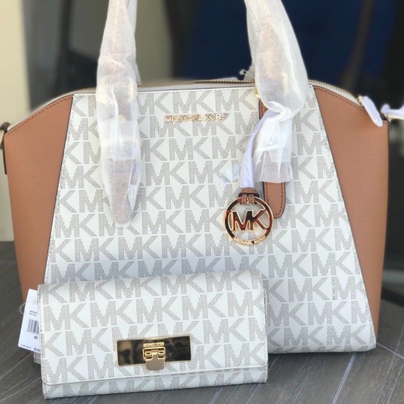 MICHAEL Michael Kors Handbags - MICHAEL KORS CIARA LARGE SATCHEL HANDBAG + WALLET